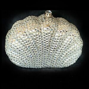 Silver shell shaped crystal evening mini bag